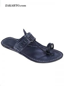 Attractive S Punching Black Kolhapuri Chappal For Men