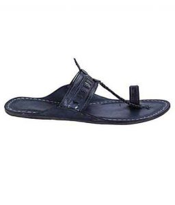 Attractive S Punching Black Kolhapuri Chappal For Men