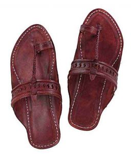 Eye-Catching S Punching Red Brown Kolhapuri Chappal For Men