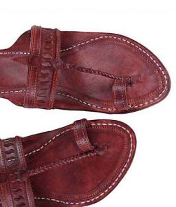 Eye-Catching S Punching Red Brown Kolhapuri Chappal For Men