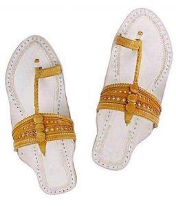 Beautiful Yellow Punching Upper Kolhapuri Chappal For Men