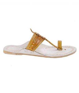 Beautiful Yellow Punching Upper Kolhapuri Chappal For Men