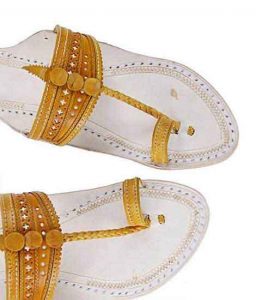 Beautiful Yellow Punching Upper Kolhapuri Chappal For Men