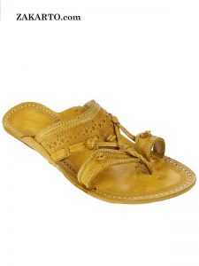 Old-Fashioned Attractive Yellow Kolhapuri Chappal For Men