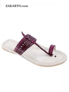 Beautiful Purple Upper Kolhapuri Chappal For Men