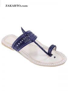 Good-Looking Dark Blue Upper Kolhapuri Chappal For Men