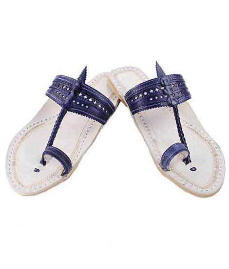 Good-Looking Dark Blue Upper Kolhapuri Chappal For Men