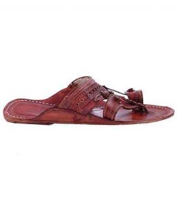 Traditional Eye-Catching Red Brown Kolhapuri Chappal For Men