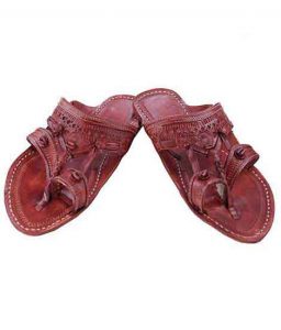 Traditional Eye-Catching Red Brown Kolhapuri Chappal For Men