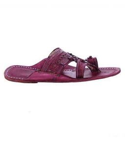 Old-Fashioned Beautiful Purple Kolhapuri Chappal For Men