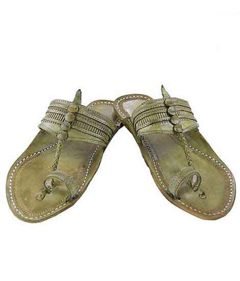 Breathtaking Looking Seaweed Punching Men Kolhapuri Chappal