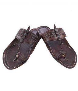 Awesome Looking Dark Brown Punching Men Kolhapuri Chappal