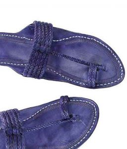 Striking Dark Blue Five Braids Kolhapuri Men Chappal