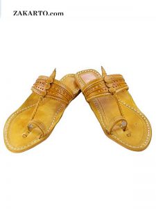 Beautiful Yellow Kolhapuri Chappal For Men