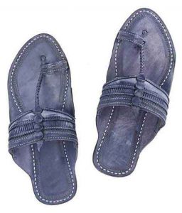 Breathtaking Grey Punching Men Kolhapuri Chappal
