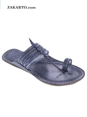 Breathtaking Grey Punching Men Kolhapuri Chappal