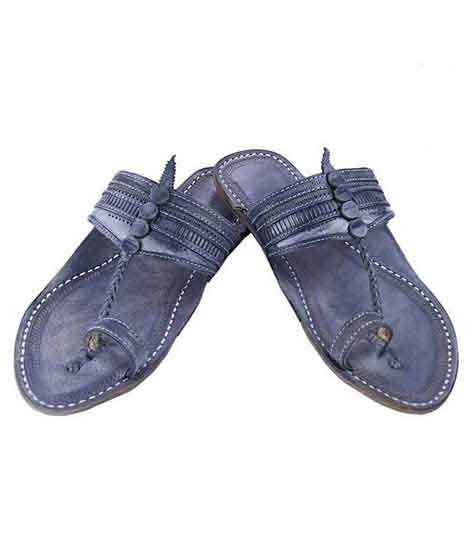 Breathtaking Grey Punching Men Kolhapuri Chappal