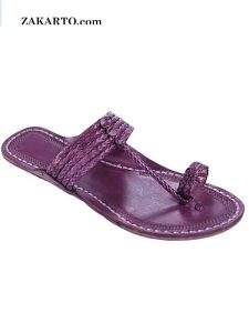 Extraordinary Purple Five Braids Kolhapuri Men Chappal