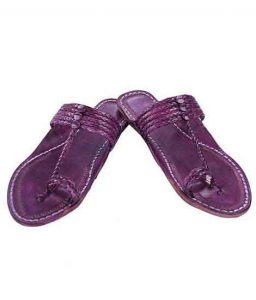 Extraordinary Purple Five Braids Kolhapuri Men Chappal