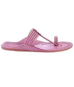 Outstanding Baby Pink Five Braids Kolhapuri Men Chappal