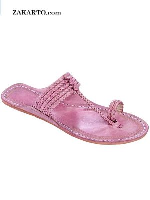 Outstanding Baby Pink Five Braids Kolhapuri Men Chappal