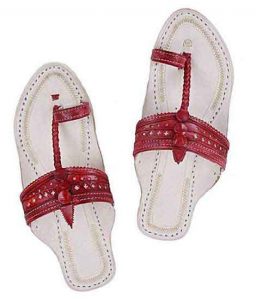 Eye-Catching Cherry Red Upper Kolhapuri Chappal For Men