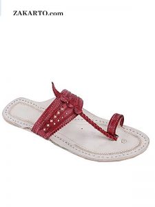 Eye-Catching Cherry Red Upper Kolhapuri Chappal For Men