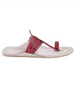 Eye-Catching Cherry Red Upper Kolhapuri Chappal For Men