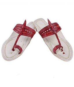 Eye-Catching Cherry Red Upper Kolhapuri Chappal For Men