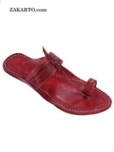 Genuine Good Looking Cherry Red Kolhapuri Chappal For Men