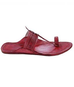 Genuine Good Looking Cherry Red Kolhapuri Chappal For Men