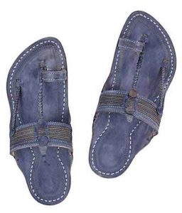 Extraordinary Denim Black Cross Lace Kolhapuri Chappal For Men