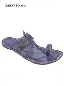 Extraordinary Denim Black Cross Lace Kolhapuri Chappal For Men