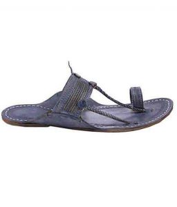 Extraordinary Denim Black Cross Lace Kolhapuri Chappal For Men