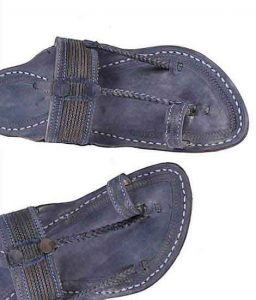 Extraordinary Denim Black Cross Lace Kolhapuri Chappal For Men