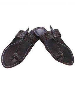 Genuine Good Looking Dark Brown Punching Kolhapuri Chappal For Men