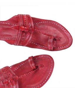 Nice-Looking Cherry Red Kolhapuri Chappal For Men