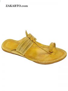 Genuine Good Looking Yellow Punching Kolhapuri Chappal For Men