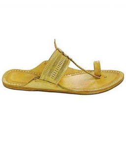 Genuine Good Looking Yellow Punching Kolhapuri Chappal For Men