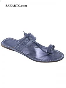 Grey Eye-Catching Pointed Kolhapuri Chappal For Men