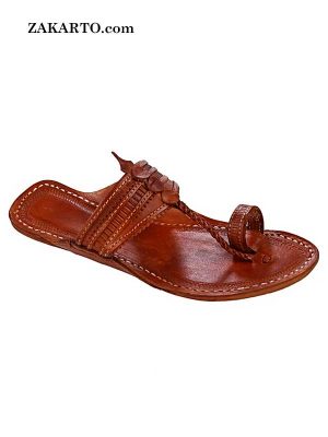 Tan Color Beautiful Pointed Kolhapuri Chappal For Men