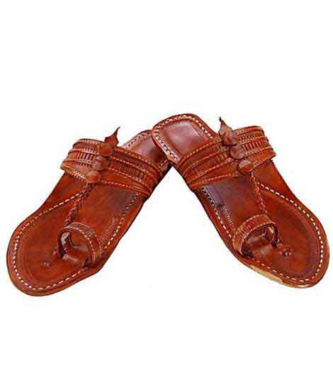 Tan Color Beautiful Pointed Kolhapuri Chappal For Men