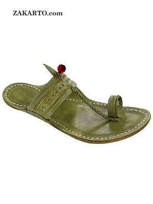 Splendid Seaweed Kapshi Red Gonda Kolhapuri Chappal For Men