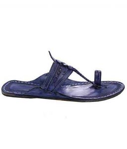 Good Looking Dark Blue Pointed Kolhapuri Chappal For Men