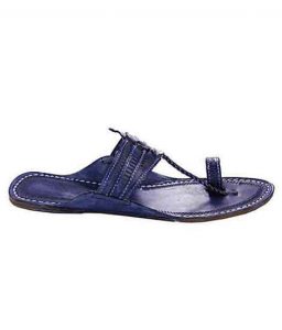 Strange Dark Blue Triangular Belt Kolhapuri Chappal For Men