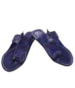 Strange Dark Blue Triangular Belt Kolhapuri Chappal For Men