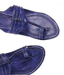 Strange Dark Blue Triangular Belt Kolhapuri Chappal For Men