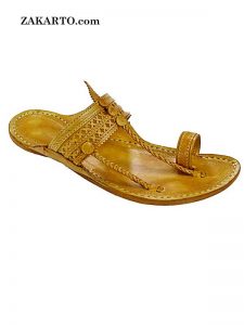 Beautiful Kapshi Shape Diamond Punching Kolhapuri Chappal For Men