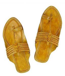 Stunning Five Braids Pointed Light Yelow Kolhapuri Chappal For Men