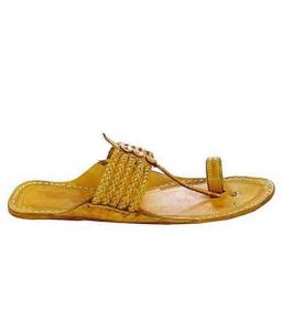 Stunning Five Braids Pointed Light Yelow Kolhapuri Chappal For Men